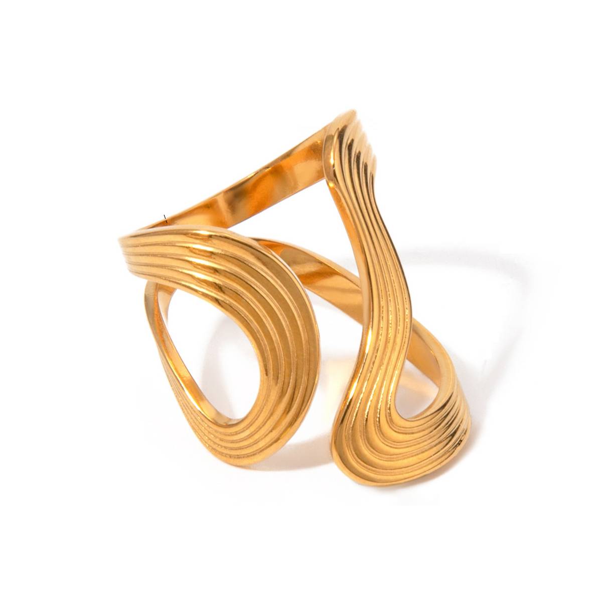 Jadeora Gold Wave Ring Set
