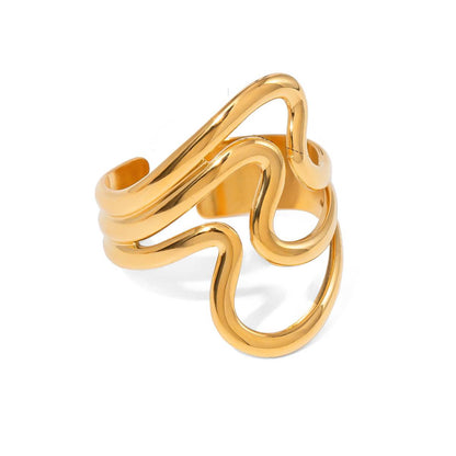 Jadeora Gold Wave Ring Set