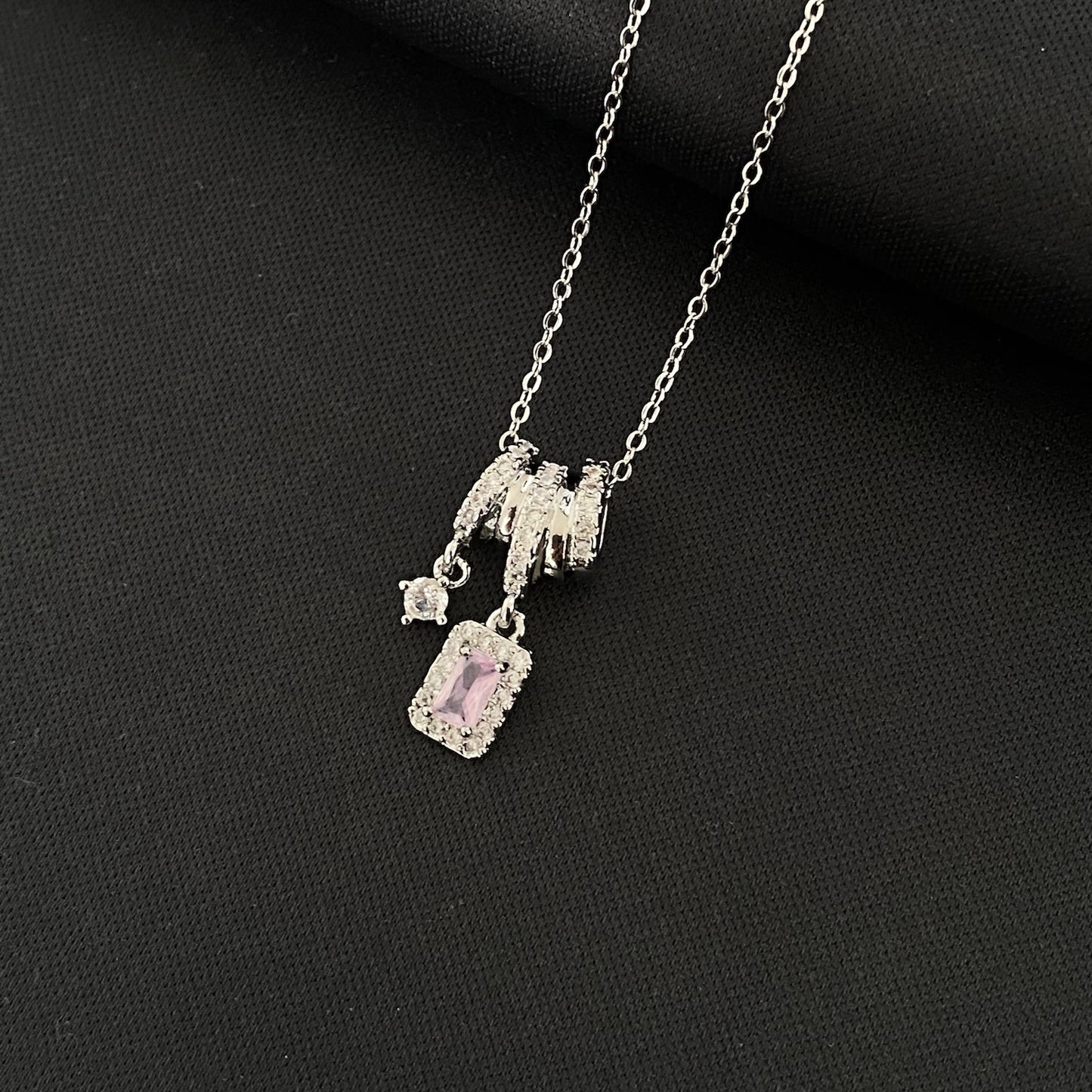 Pink Gem Pendant | Silver Minimal