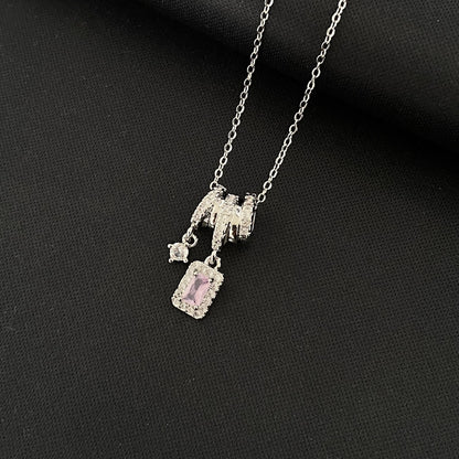 Pink Gem Pendant | Silver Minimal