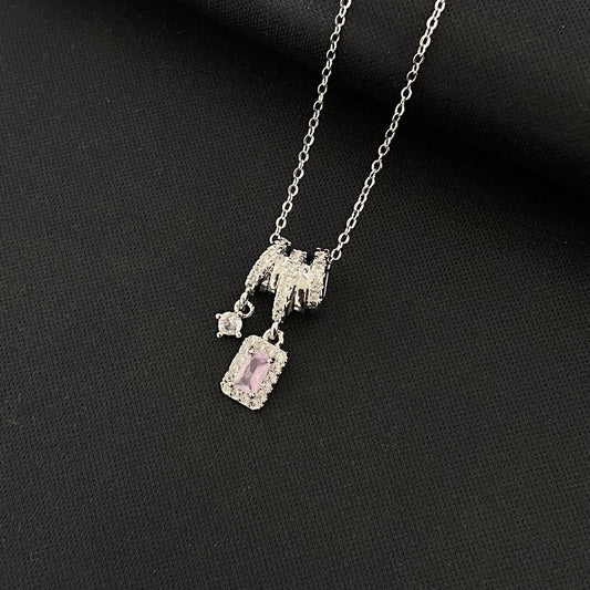 Pink Gem Pendant | Silver Minimal