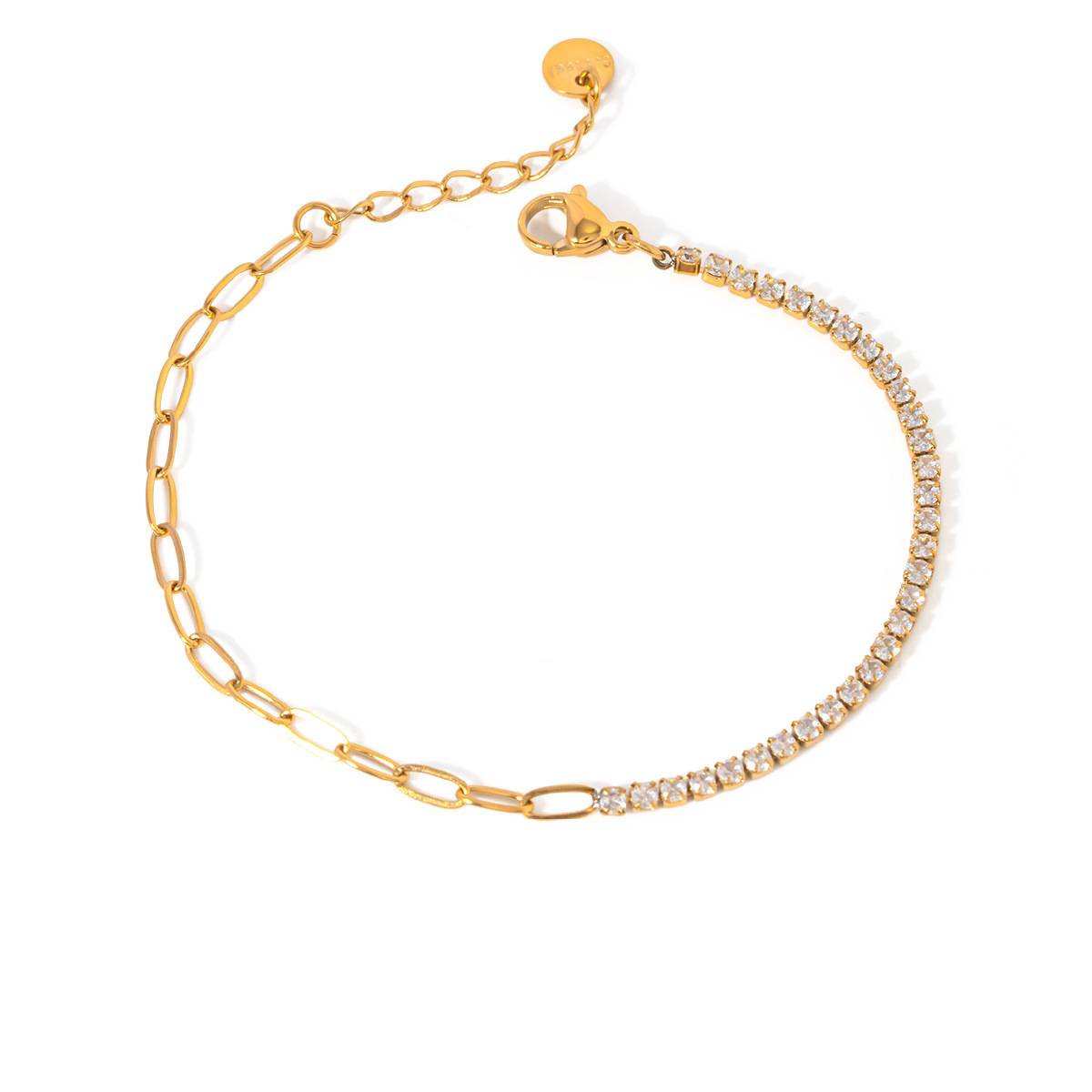 Slim Tennis Bracelet - Gold & Pink