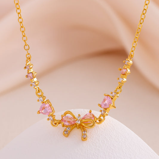 Bow Charm Necklace – Gold