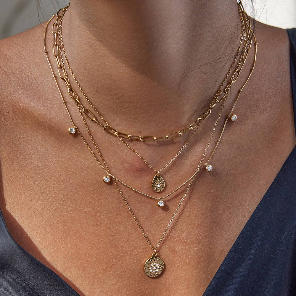 Aurora Layered Gold Necklace Set