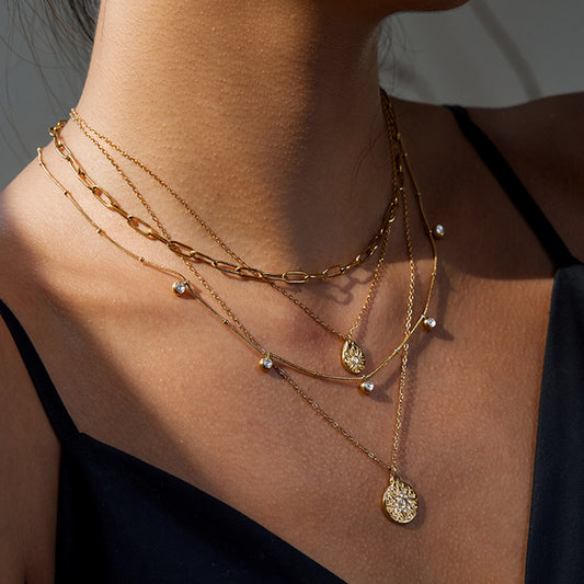 Aurora Layered Gold Necklace Set