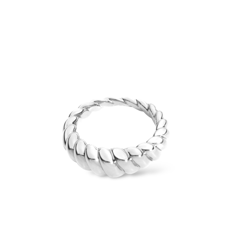 Sleek Silver Wave Textured Ring - Perfect for Minimalist Style