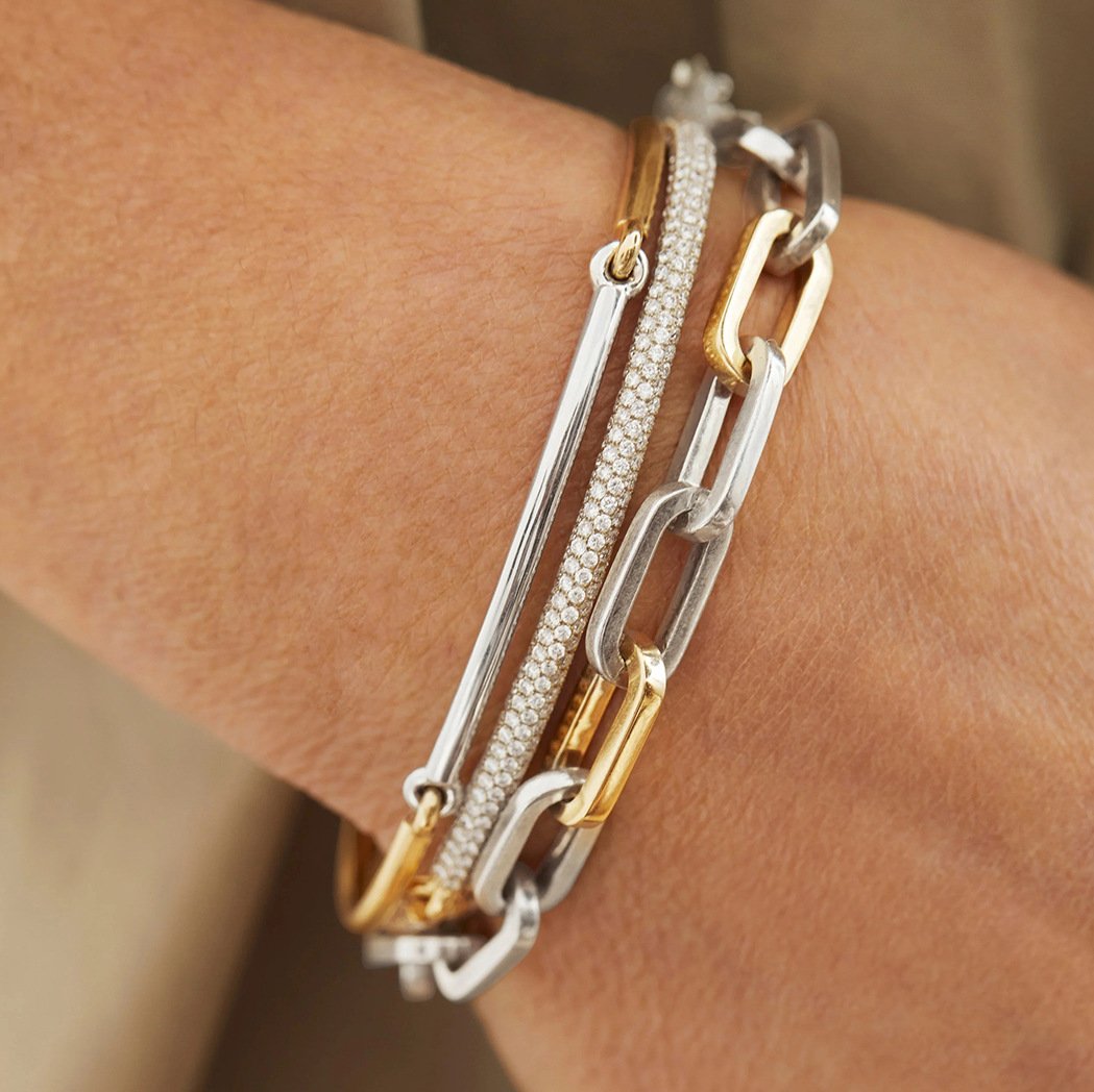 High-end color-block bracelet | Titanium steel | Niche chain style