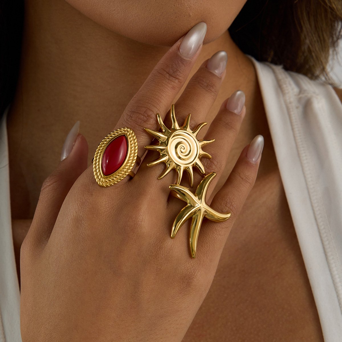 Solar Flame: Bold Boho Statement Ring
