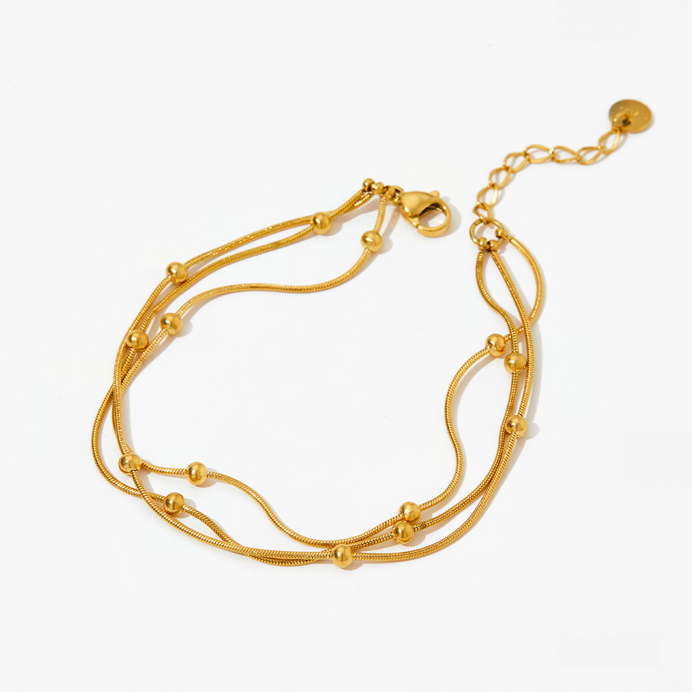 Golden Flow Triple Strand Bracelet